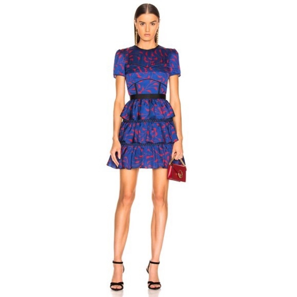 Self Portrait Tiered Printed Mini Dress